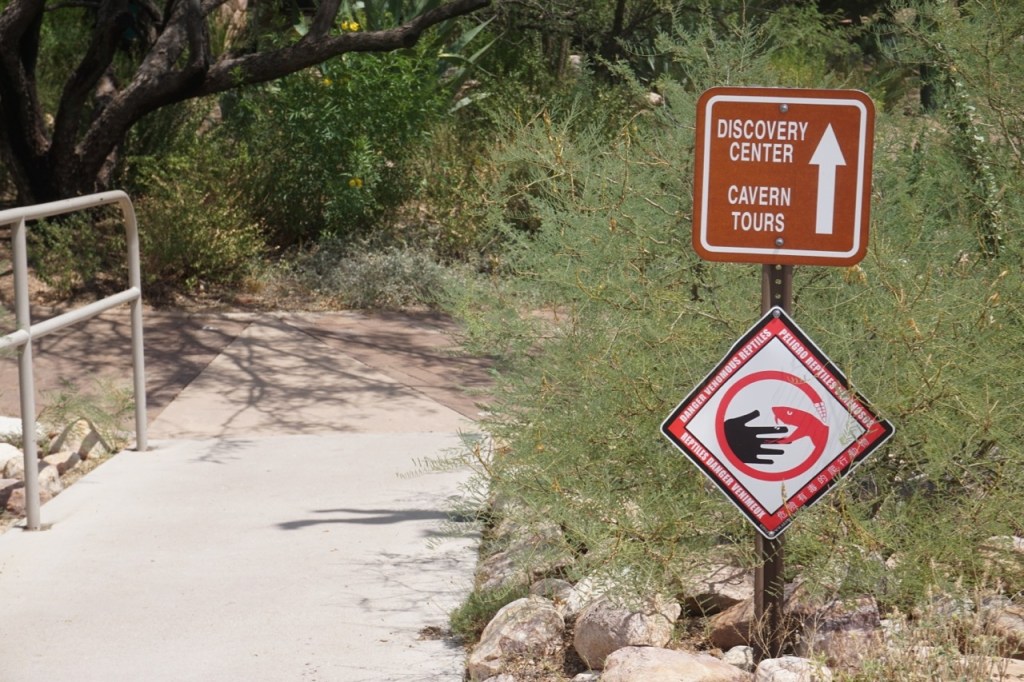 Signs at Kartchner Caves, directing visitors where go go.