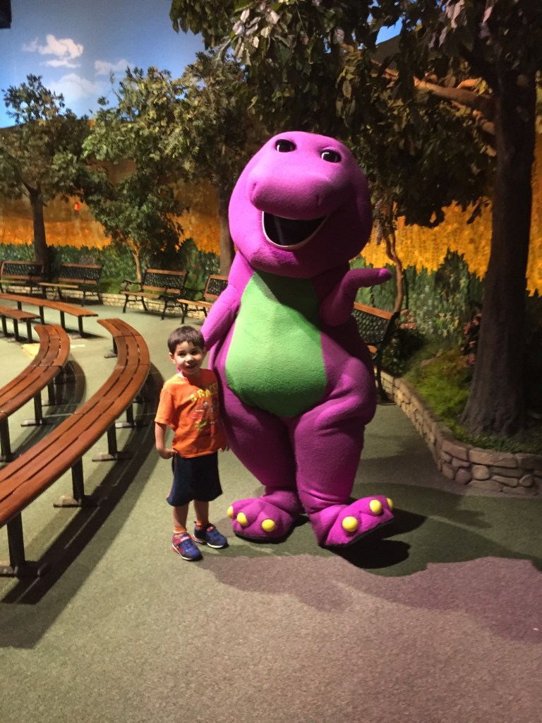 Toddlers can have their pictures taken with Barney at Universal Studios Florida!