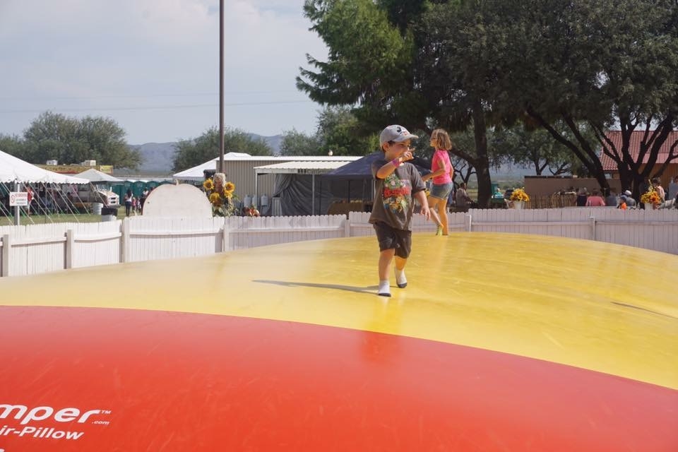 The jumping pillows are another reason why the Marana Pumpkin Patch is kid friendly.