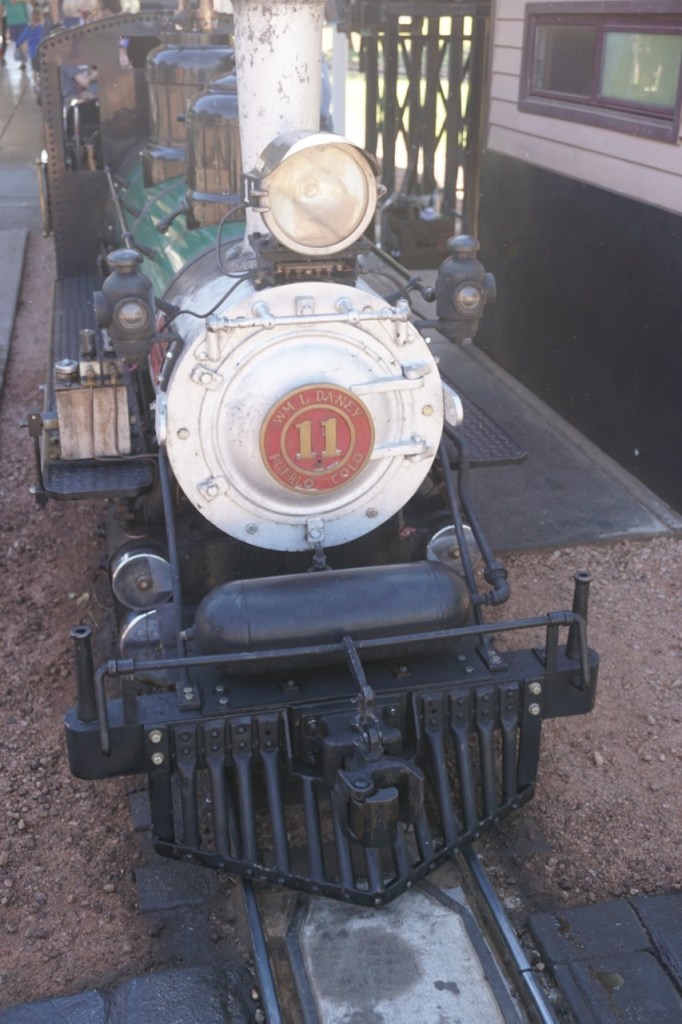 The front of the train looks just like an actual train, only smaller.