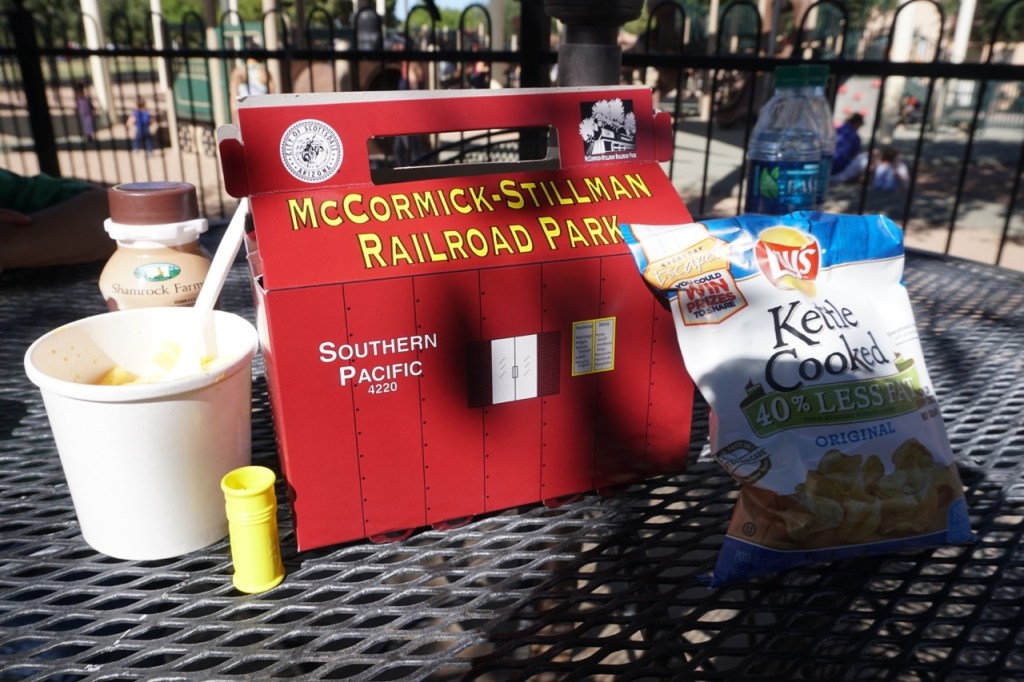 My son loves the children's meal at McCormick-Stillman Railroad Park.