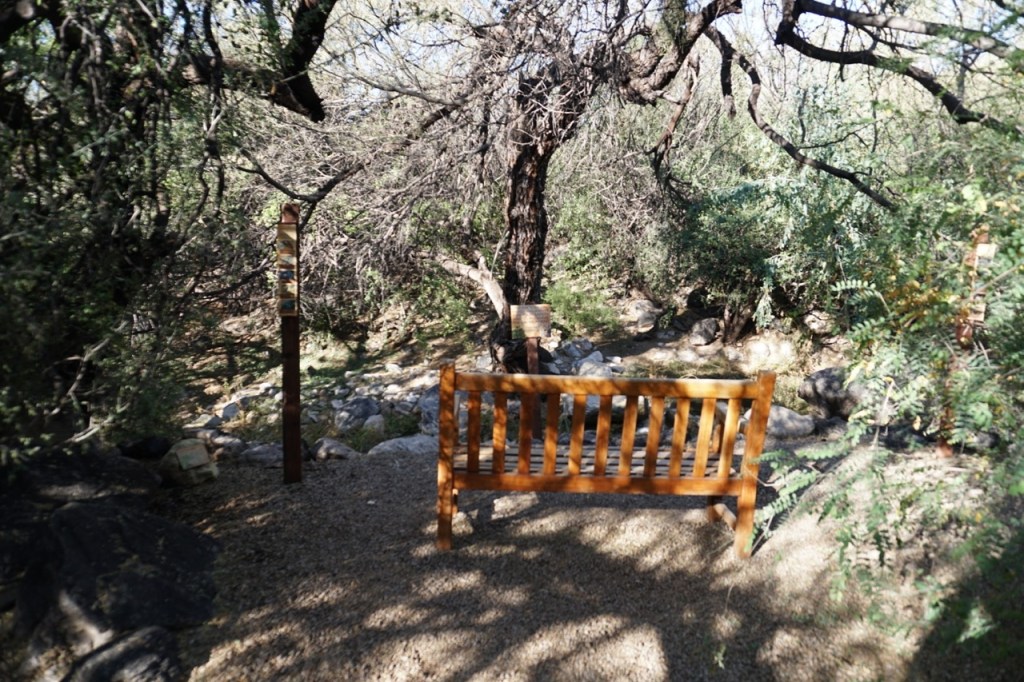 There are benches throughout the nature walk.