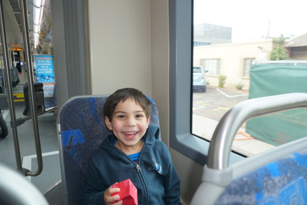 My son was very excited to ride on the streetcar.