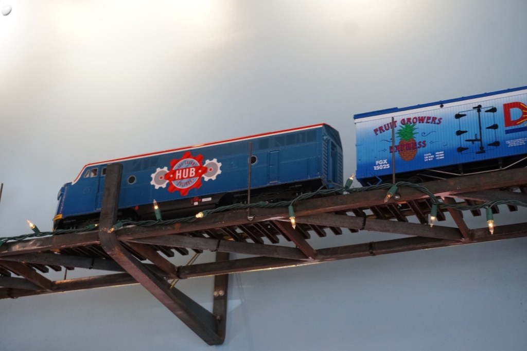 The miniature train at the HUB Ice Cream Factory.