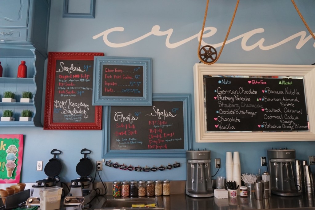There are several flavors available at the HUB Ice Cream Factory.