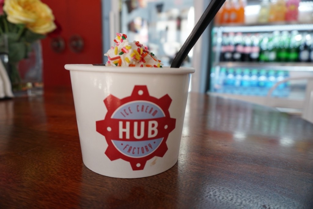 I couldn't resist ordering a sundae with two different flavors, and sprinkles!