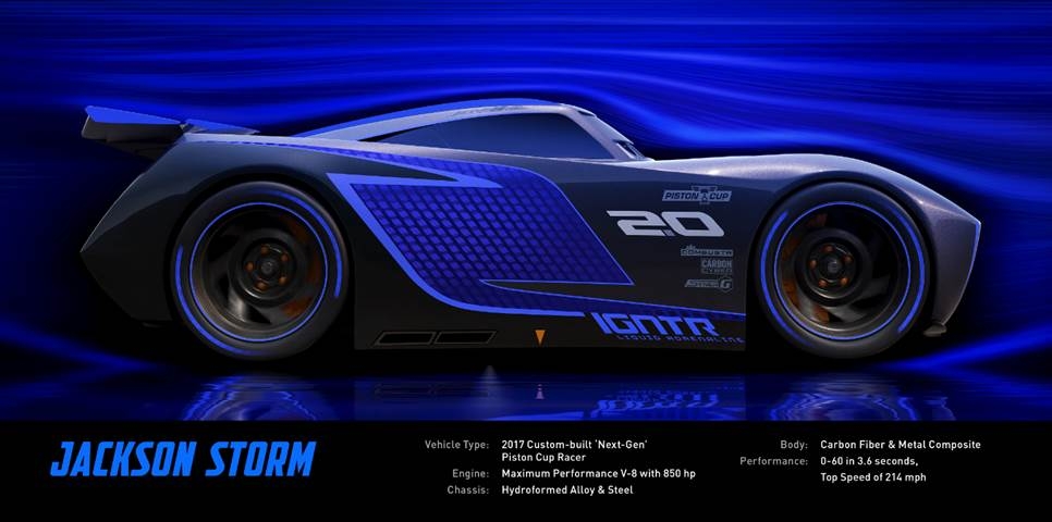 Jackson Storm is one of the new characters in Cars 3!