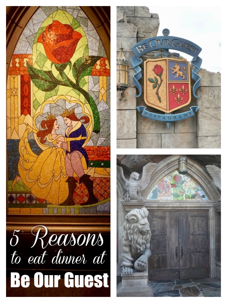 From the beautiful decor in the ballrooms to the delicious food on the menu, here are 5 reasons to eat dinner at Be Our Guest, a restaurant located in Disney World!
