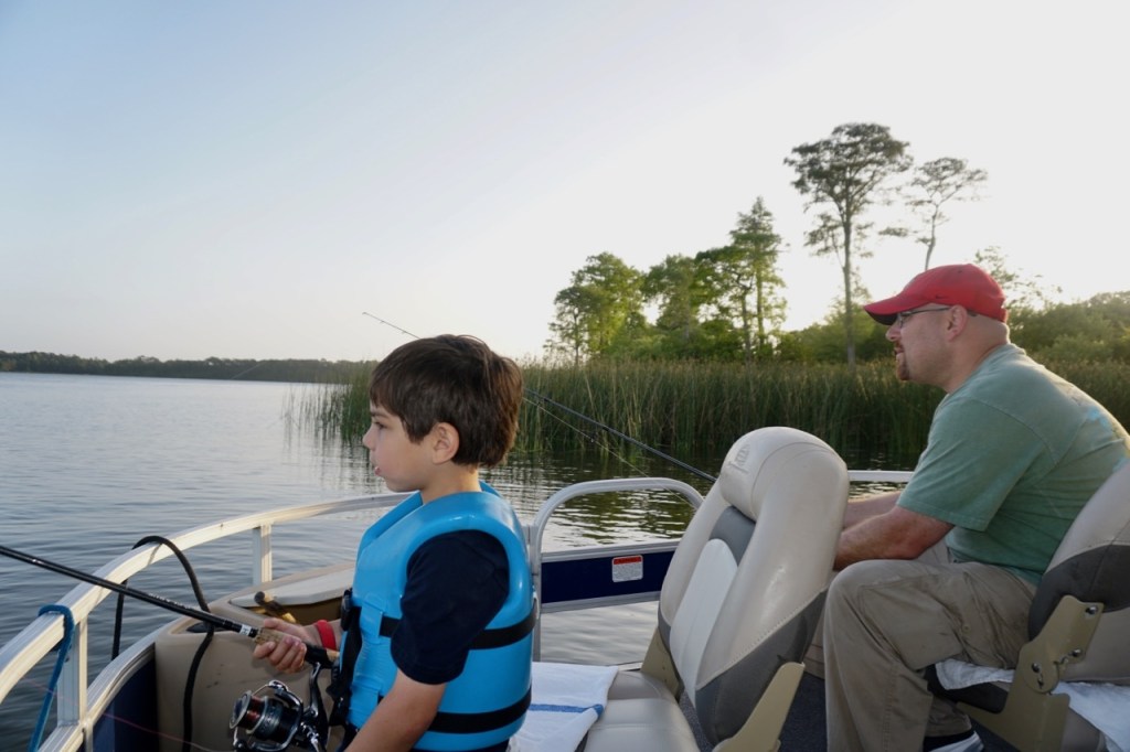 Father and son fishing.