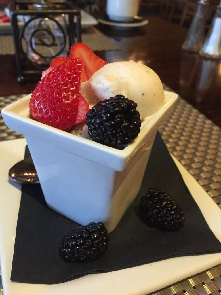 Vanilla gelato with strawberries!