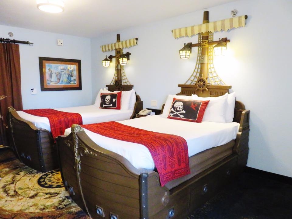 One of the pirate themed rooms at Disney's Caribbean Beach Resort, a moderate resort on property at Disney World. Photo provided by Kathy Williamson Penney.