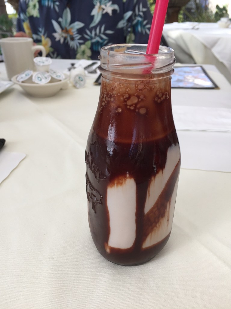 The chocolate milk was quickly consumed.