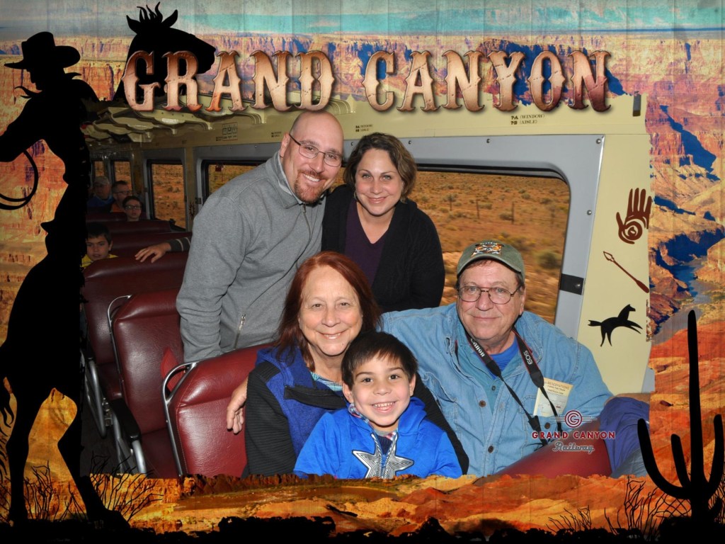 A photographer from Magic Memories is on site at many attractions throughout the world. I loved how our family photo from the Grand Canyon railway turned out.