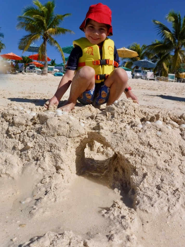 My son also enjoys building sandcastles on the beach at Castaway Cay, Disney's private island.