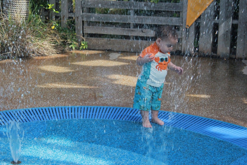 Testing the waters during our first visit to Castaway Cay.