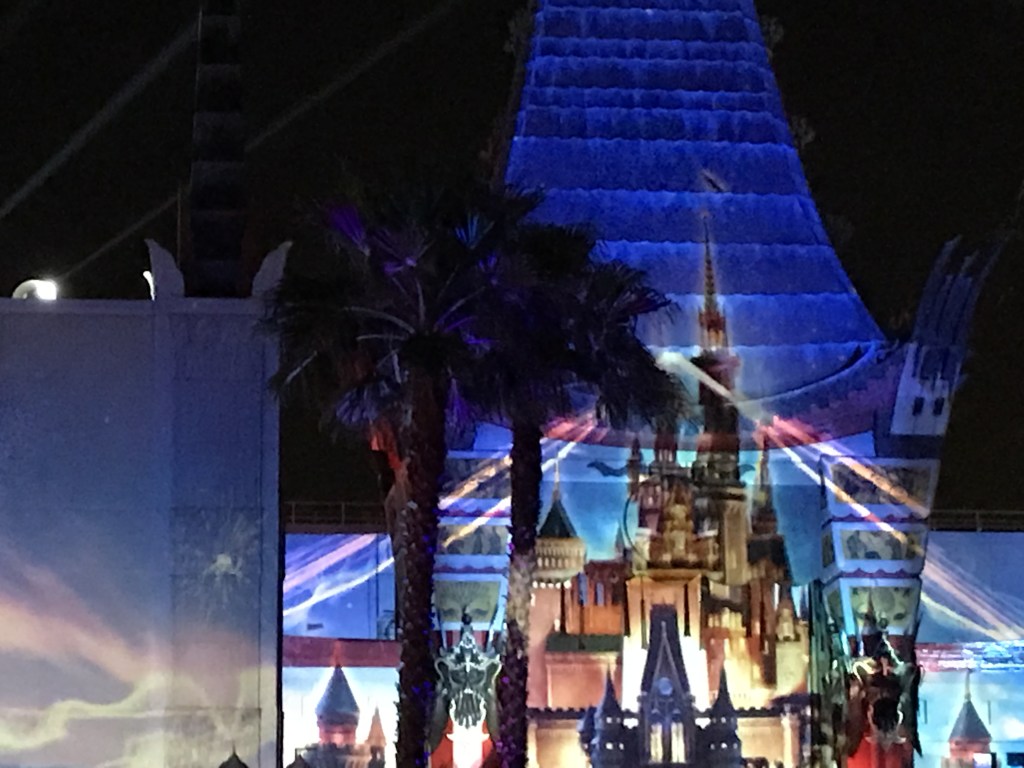 Hollywood Studios fireworks include an amazing projection show called Disney Movie Magic.