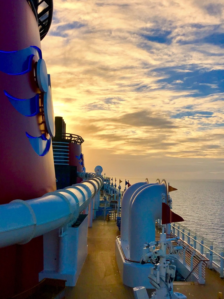 Watching the sun rise from the Disney Dream Cruise deck is spectacular.