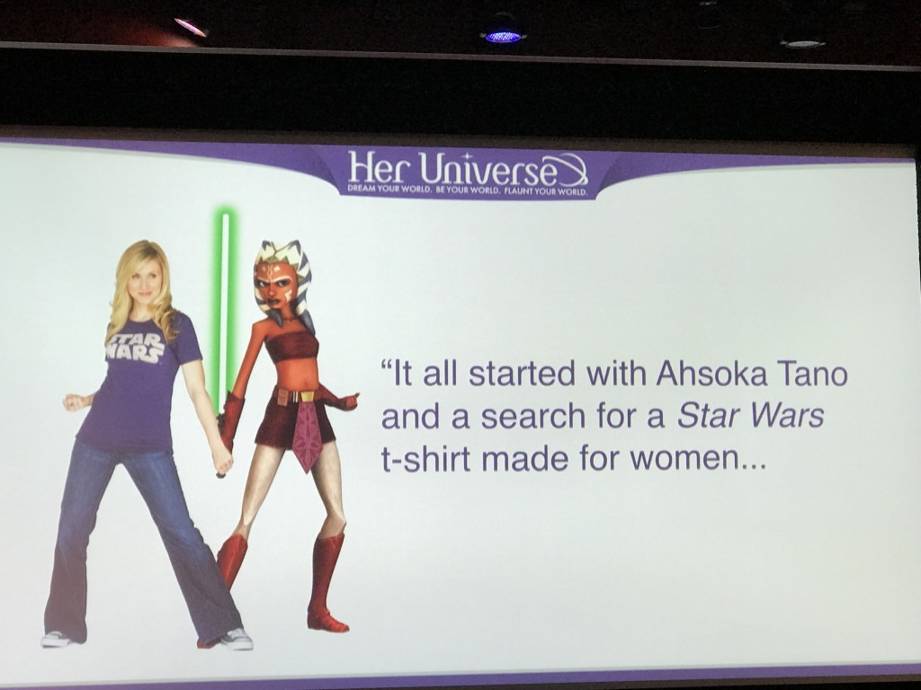 Ashley explained what prompted her to design her own clothing line, Her Universe.