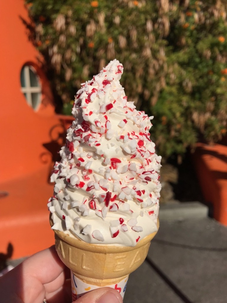 I LOVE the ice cream cone with crushed peppermint candy that can be purchased at Cozy Cone Motel in Cars Land!