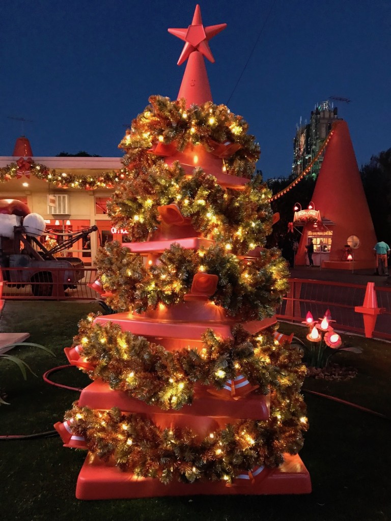 There are unique trees in Cars Land, including a tree made out of cones!
