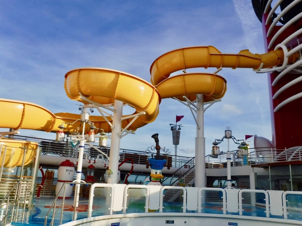 There are slides on Disney cruises, but they do have height restrictions.
