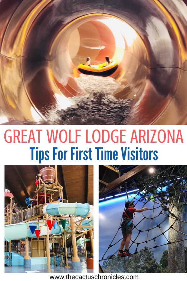 Are you a planning a family vacation to Great Wolf Lodge Arizona?  Do you want to know what's included in a stay, how to maximize your time in the waterpark and how to save money?  If so, here are several Great Wolf Lodge Arizona tips for first time visitors!  Find out whether younger kids will also enjoy Great Wolf Lodge Arizona and whether or not you have to stay overnight as a guest in order to enjoy the waterpark. #GreatWolfLodgeArizona #GreatWolfLodge