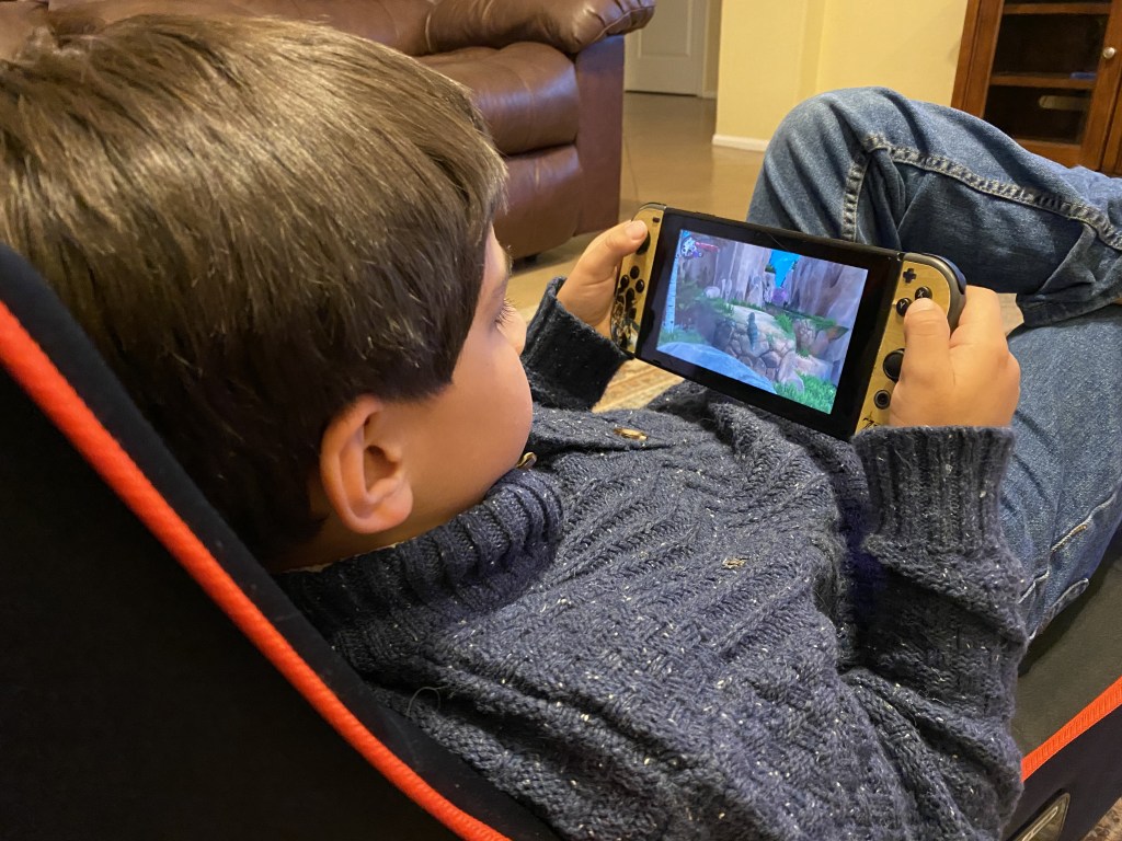 My son is very focused when playing Scrat's Nutty Adventure.
