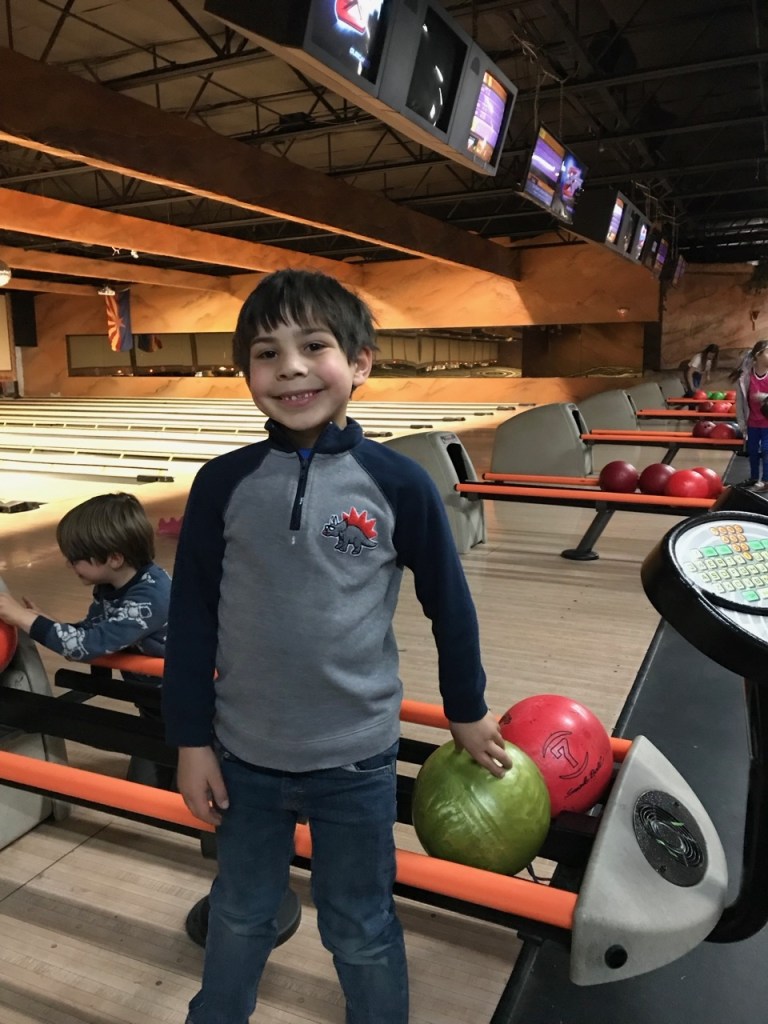 Bowling is a family friendly Valentine's Day activity.