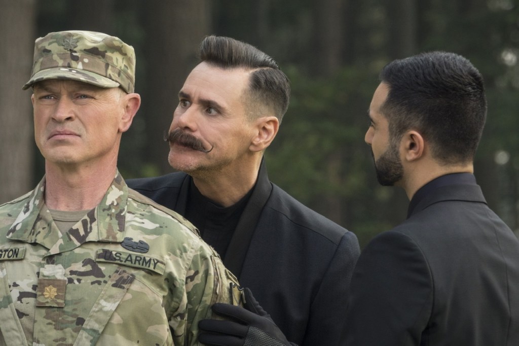Jim Carrey is certainly unforgettable as Dr. Robotnik.