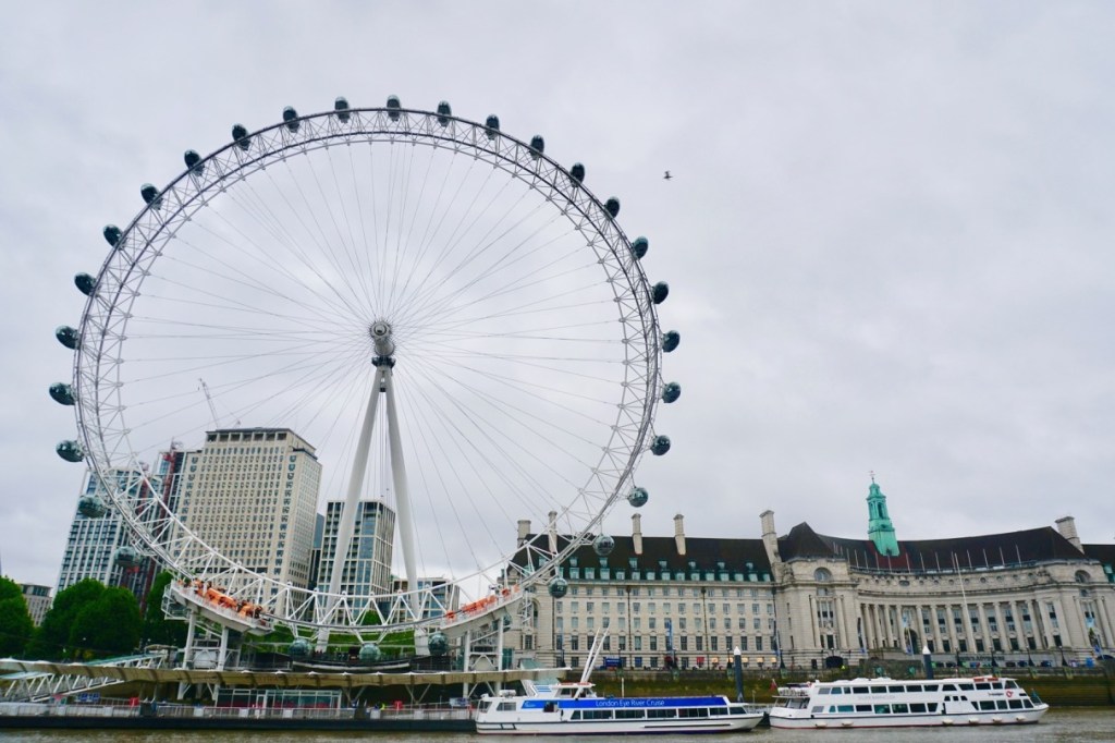 A boat cruise is one way to see some of the sights in London, including the London Eye!