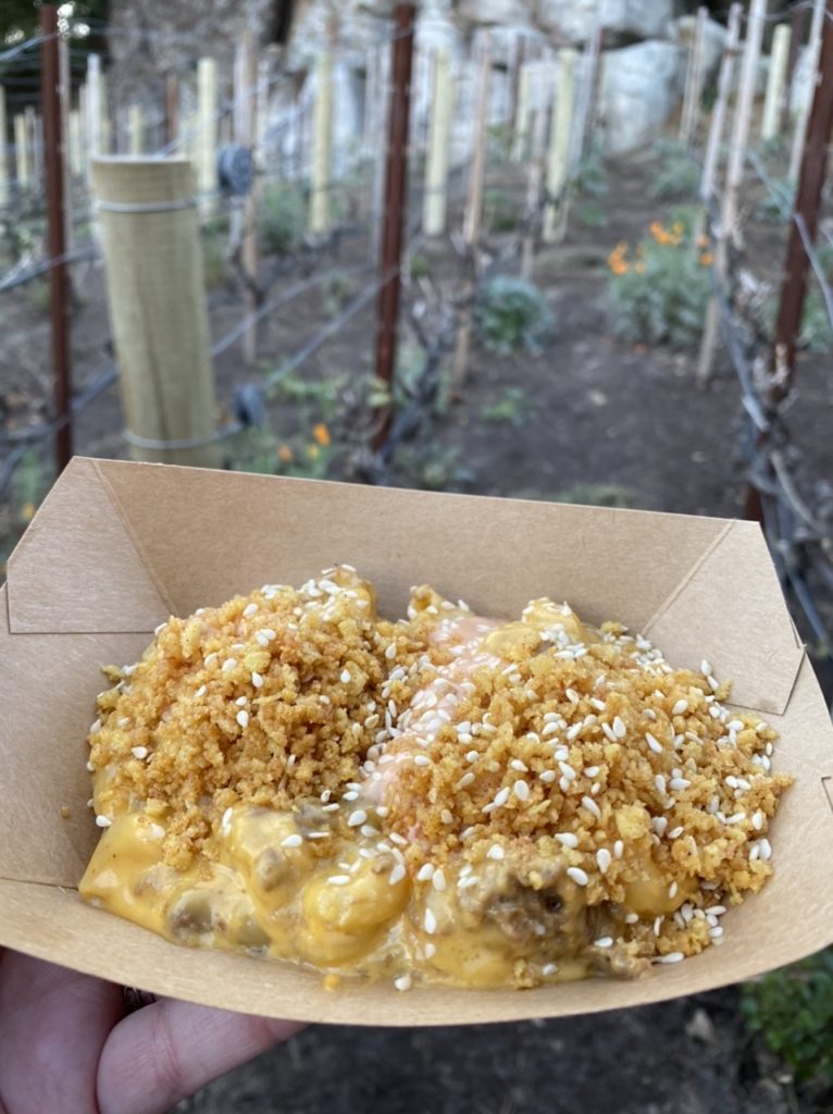 The Impossible Cheeseburger Mac & Cheese is one of the kid friendly meals at the Disney California Food and Wine Festival.
