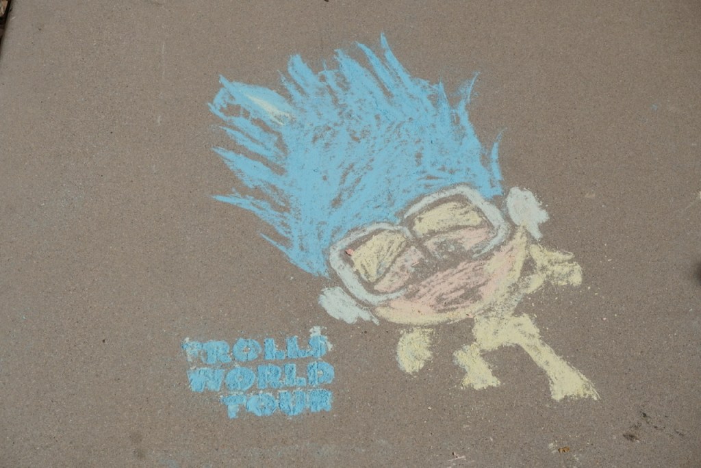 My son used sidewalk chalk to draw Tiny Diamond!