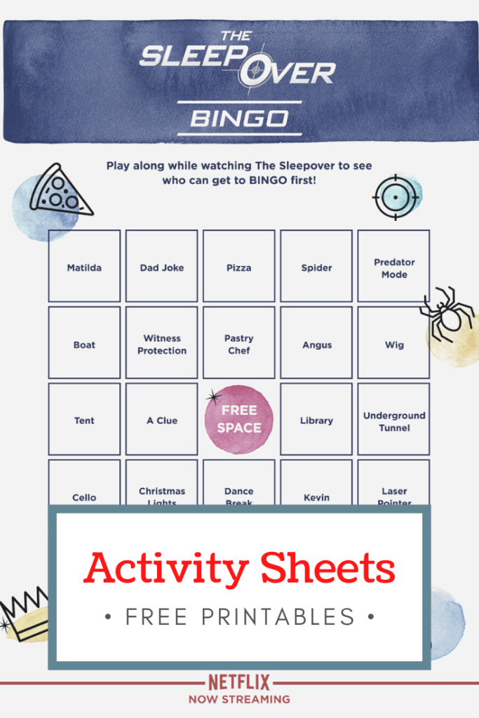 The Sleepover is a fun movie to watch during family movie night!  Here are The Sleepover activity sheets that you and your kids can do together while watching the movie, including bingo!